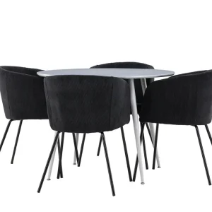 risnedsättning Venture Home Plaza Matgrupp 100 cm Rund med 4 Berit stolar Grå/Svart - Möbler