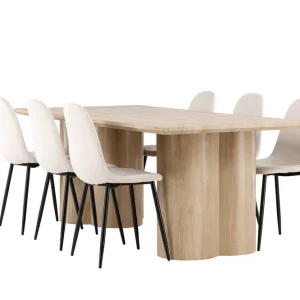 Rabatter Venture Home Olivia Matgrupp 210 cm Rektangulär med 6 Polar stolar Whitewash/Beige - Möbler