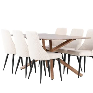 Venture Home Piazza Matgrupp 180 cm Rektangulär med 6 Leone stolar Mocca/Beige - Möbler Kampanj