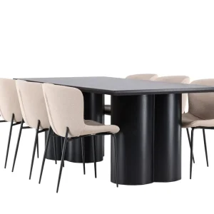 Venture Home Olivia Matgrupp 210 cm Rektangulär med 6 Modesto stolar Svart/Beige - Möbler Snabb leverans
