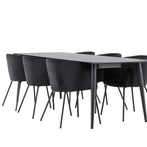Köp online Venture Home Ellis Matgrupp 230 cm Rektangulär med 6 Berit stolar Svart/Svart - Möbler