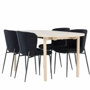 Outlet Venture Home Andy Matgrupp 180 cm Oval med 4 Modesto stolar Whitewash/Svart - Möbler