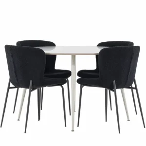 Sänkt pris Venture Home Plaza Matgrupp 120 cm Rund med 4 Modesto stolar Beige/Svart - Möbler