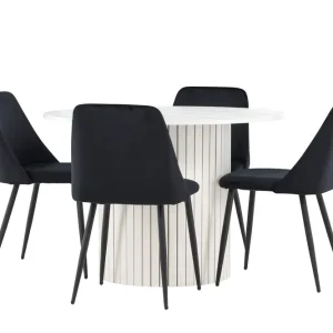 Populär Venture Home Härön Matgrupp 110 cm Rund med 4 Night stolar Vit/Svart - Möbler