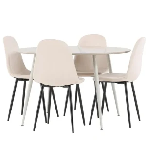 Venture Home Plaza Matgrupp 120 cm Rund med 4 Polar stolar Beige/Beige - Möbler Köp online