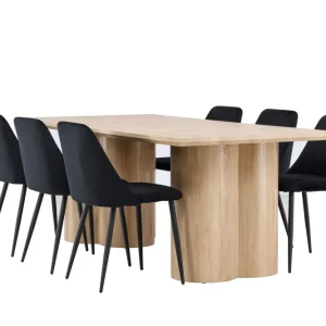 Venture Home Olivia Matgrupp 210 cm Rektangulär med 6 Night stolar Whitewash/Svart - Möbler Köp nu