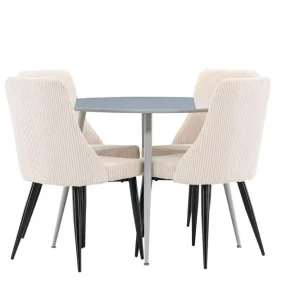 Venture Home Plaza Matgrupp 100 cm Rund med 4 Leone stolar Grå/Beige - Möbler Rea
