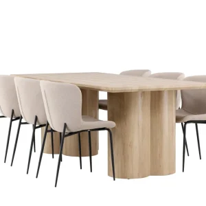 Erbjudandepris Venture Home Olivia Matgrupp 210 cm Rektangulär med 6 Modesto stolar Whitewash/Beige - Möbler