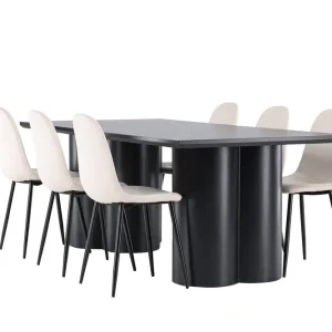 Nedsatt pris Venture Home Olivia Matgrupp 210 cm Rektangulär med 6 Polar stolar Svart/Beige - Möbler