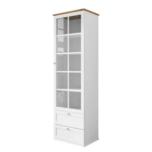 Fynd Hammerdal Vitrinskåp 43 cm djup 62 cm bred 201 cm hög Ljust Trä Glas Vit/Ek - Förvaring