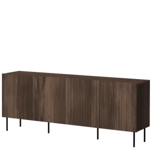 Hammarstrand Byrå Mörkt trä Bred 201 cm Höjd 81 cm djup 42 cm Valnöt / Ribbad / Brun - Förvaring Begränsat antal
