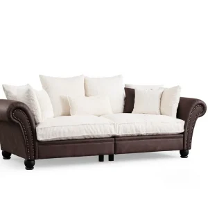 August 3-sits Soffa Brun/Vit - Möbler Kampanjpris