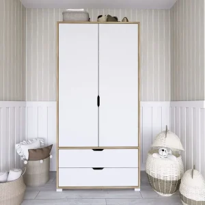 Hurst Garderob 90x183 cm Ljusbrun/Vit - Förvaring Expressleverans