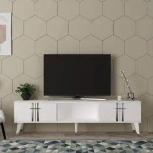 Harsum Tv-bänk 150 cm Vit/Silver - Möbler Kampanj