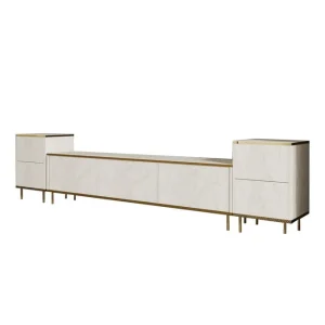 Imaj Tv-bänk 180 cm Beige/Guld - Möbler Begränsat antal