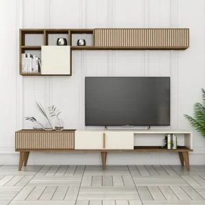 Lissione Tv-bänk 180 cm Valnöt/Cream - Möbler Snabb frakt