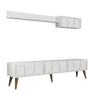Lågt pris Hazim Tv-bänk 180 cm Vit/Valnöt - Möbler