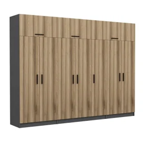 Fruitland Garderob 315x235 cm Valnöt/Antracit - Förvaring Outlet
