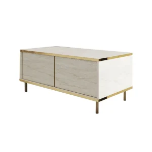 I lager Imaj Soffbord 90 cm Beige/Guld - Möbler