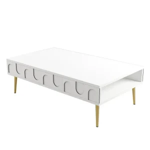 Hazim Soffbord 105 cm Vit/Guld - Möbler I lager