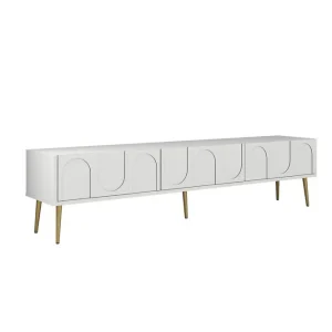 risnedsättning Hazim Tv-bänk 180 cm Vit/Guld - Möbler