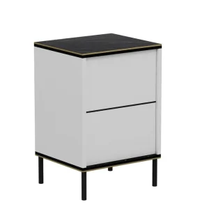 Imaj Sängbord 40 cm Vit/Svart/Guld - Möbler Kundfavorit