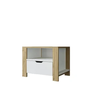Nordhs Sängbord 60 cm Ljusbrun/Vit - Möbler Nyhet