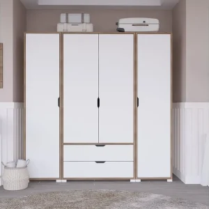Nordhs Garderob 140x182 cm Ljusbrun/Vit - Förvaring Begränsat antal