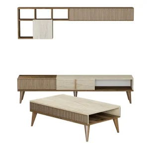 Lissione Möbelset För Vardagsrum Valnöt/Beige - Förvaring Kampanj