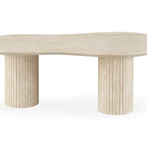 Snabb leverans Andrarum Uppveda Asymmetriskt Soffbord Travertin Utseende 130x70 cm Beige - Möbler