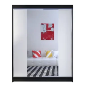 Pickering Garderob med Spegel 150x200 cm Vit/Svart - Förvaring Expressleverans