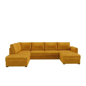 Taberk Soffa med Divan och Schäslong 4-sits Gul - Möbler Bästa pris
