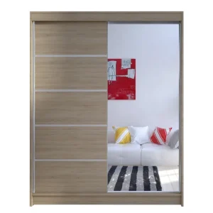 Utförsäljning Pickering Garderob med Spegel 150x200 cm Beige - Förvaring