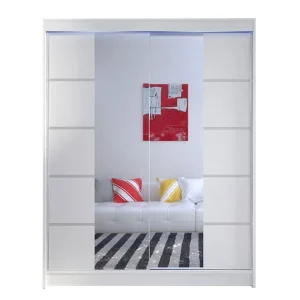 Handla nu Pickering Garderob med Spegel 150x200 cm Vit - Förvaring