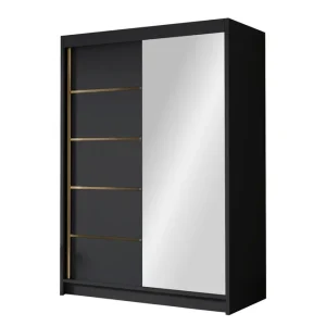 Lungos Garderob med Spegel 120x200 cm Svart - Förvaring Erbjudandepris